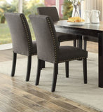 ZNTS Dining Room Chairs Ash Black Polyfiber Nail heads Parson Style Set of 2 Side Chairs Dining Room B01153265