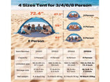 Beach Tent Sun Shelter for 8 People, UPF 50 Sun Protection, Portable Canopy with Carry Bag & Sand 11033776
