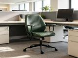 Vintage Leather Office Desk Chair, Padded Arms, 360&deg Swivel & Adjustable Height, Green 41095321