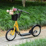 Youth Scooter with Adjustable Handlebars and plastic basket 16" Inflatable Rubber Tires -Orange 53076572