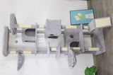 84 in light gray cat tree tower with large condo sisal scratching post big hammock and top platform W243P326646
