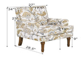 Accent Chair, Floral Armchair, Nailhead Trim, Gold and Grey Decor, Solid Wood Legs, Farmhouse 14714328
