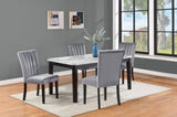 1pc Transitional Dining Rectangular Table Faux White Marble Table Top Black Base Wooden Stone Dining B011P261208