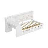 Wooden L-Shape Daybed with Seven Storage Cabinets and Two Storage Drawers, Multi-functional Bed with 96529688