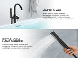 Freestanding Bathtub Faucet Tub Floor Mount Bathroom Faucets Brass Single Handle with Hand Shower 18737631