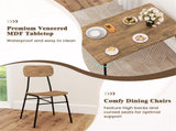 BrownBlack 4-Piece Dining Table Set with Bench & 2 Chairs, Space-Saving Tuck-under Design 57094124