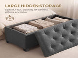 Dark Gray Tufted Storage Ottoman Bench, 43" End of Bed Bench with Lift-Off Lid, 660lb Capacity 30646649