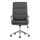 Grey and Chrome Upholstered Office Chair with Casters B062P145687