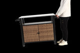 Outdoor Kitchen Wicker Island Rolling Cart & Storage Cabinet, Wheels and Stainless Steel Extended W640P256897