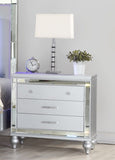 Modern Style Mirror Framed 3-Drawer Nightstand Made with Wood in Silver 808857880529
