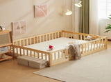 Original wood color painted pine fence bed with door and deck board full children's wooden bed 67853581