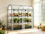 Clear Small 3-Tier Mini Greenhouse Portable Plant Greenhouse with 2 Roll-up Doors, 56.3" x 18.1" x 02090264