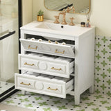 30'' Bathroom Vanity with Ceramic Sink Combo, Free Standing Single Vanity Set with 3 Drawers, Solid N710P246209K