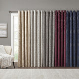 Knitted Jacquard Damask Total Blackout Grommet Top Curtain Panel Pair B035129803