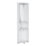 Chicago 75" H Mirrored Corner Bar Cabinet, With Glass Doors, Two Shelves and Stemware B070P210742