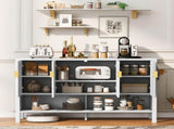 U_STYLE 55.1'' Storage Sideboard with 4-Doors,Multi Functional Buffet with Open Shelf and 2-Tiers N711P345165K