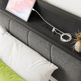 Twin Size Bed Frame, Storage Headboard with Charging Station, Solid and Stable, Noise Free, No Box W840P179116