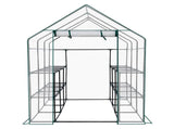 Mini Walk-in Greenhouse with PE Cover, 8-Shelf Indoor Outdoor Plant Gardening Green House for Garden 88814517