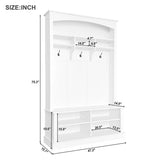 ON-TREND 47.2'' Wide Hall Tree with Bench and Shoe Storage, Multi-functional Storage Bench with 3 WF317362AAK