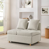Convertible Sleeper Sofa Chair Adjustable Backrest Recliner with Pullout Sofa Bed with Wheels, W1413P227519