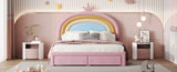 Full Size Upholstered Rainbow Design Bed, Velvet Princess Platform Bed with Storage Drawer, No N733P234609H