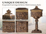 Cast Aluminum Mailbox with Post, Heavy Duty Postal Box with 2 Keys, Baffle Door, Expansion Bolts, 34328138