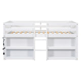 Twin Size Kid Low Loft Bed With Two-Tier Shelves And LED Light For White Color W697P153472