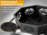 35" Octagonal Sheet Assembled Fire, Black Heavy Duty Wrought Iron Wood Fire 23693608