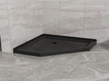 Goodyo 36 in. D x 36 in. W x 3.4 in. H Corner Drain Neo-Angle Shower Base Black, No Drain Kit D163147917