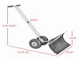 29" Blade Rolling Snow Pusher, Wheeled Snow Shovel with Adjustable Handle for Driveway & Sidewalk, 66892533