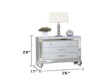 Sterling Modern Style Mirror Framed 3-Drawer Nightstand Made with Wood in Silver 808857880529