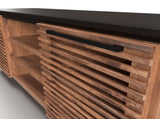63 inch TV Stand Console for TVs up to 70 inches, No Assembly Required, Black with Bourbon Finish B108P160162