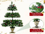 6-Piece Christmas Tree Set 4 Trees with Sturdy Bases, 1 Pre-Lit Wreath, 1 Garland, Warm White N710P513660F