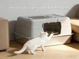 Thick stainless steel fully enclosed grey cat toilet, sturdy, bite proof, leak proof, providing 31549152
