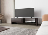 Stained Walnut Point Entertainment Center with a Door and Open Storage B062P290232