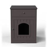 Wooden Pet House Cat Litter Box Enclosure with Drawer, Side Table, Indoor Pet Crate, Cat Home 42803098
