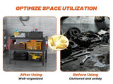 3 Tier Tool Cart on Wheels, Heavy Duty Metal Service Cart with Pegboards, 660 LBS Load Capacity Tool 50916155