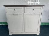20 Gallon Double Tilt Out Trash Can Freestanding Trash Bin Wood Garbage Recycling W808P379486