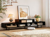 63" TV Stand for 70" TVs - 3 Classified Compartments, Rustic Brown/Black/White, Engineered 09349822