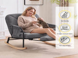 Corduroy Nursery Rocking Chair w/ Pull-out Footrest, Adjustable Backrest 100&deg-160&deg, Oversized 17148454