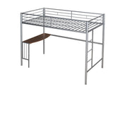 ZNTS Twin Metal Loft Bed with Desk, Ladder and Guardrails, Loft Bed for Bedroom, Silver 26077732