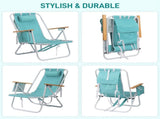 4-Position Adjustable Backpack Beach Chair, Foldable Rustproof Aluminum Frame Lounge Chair with 20945443