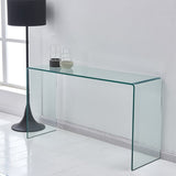 Glass Console Table, Transparent Tempered Glass Console Table with Rounded Edges Desks, Sofa Table W1718P234156