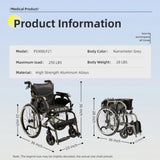 Aluminum Foldable Lightweight Adult Wheelchair, New Square Tube Design, 18" Seat with Front and Rear W3121P297492