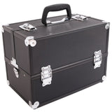 ZNTS SM-2083 Aluminum Alloy Makeup Train Case Jewelry Box Organizer Black 14313615