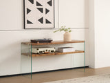 MDF Console Table, Big Side Table, Walnut Tempered Glass Desk,Entry Table W1718P321602