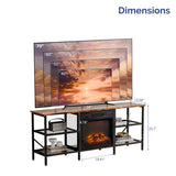 58" Weathered Wood Fireplace TV Stand Console Table with 4 Shelves, for 18" Electric Fireplace 08662295