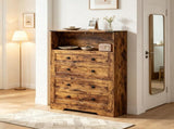 Rustic Brown Narrow Shoe Storage Cabinet 2 Flip Drawers Design, Space-Saving Shoe Rack 19326860