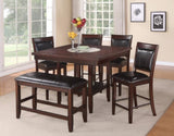 Farmhouse Style 1pc Brown Espresso Counter Height Bench Footrest Faux Leather Upholstered Seat B011P149006
