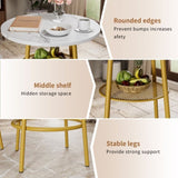 3 Pcs Dining Table and Chairs Set with 2 Stools Dining Table Set Faux Marble Tabletop for Home or W578P303847